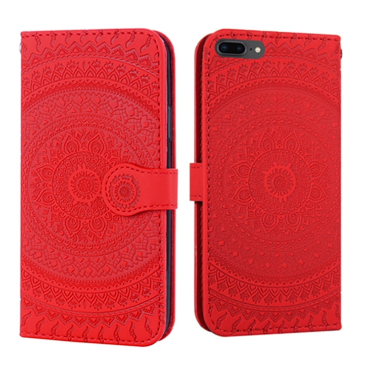 For iPhone 7 Plus & 8 Plus Pressed Printing Pattern Horizontal Flip PU Leather Case , with Holder & Card Slots & Wallet & & Lanyard