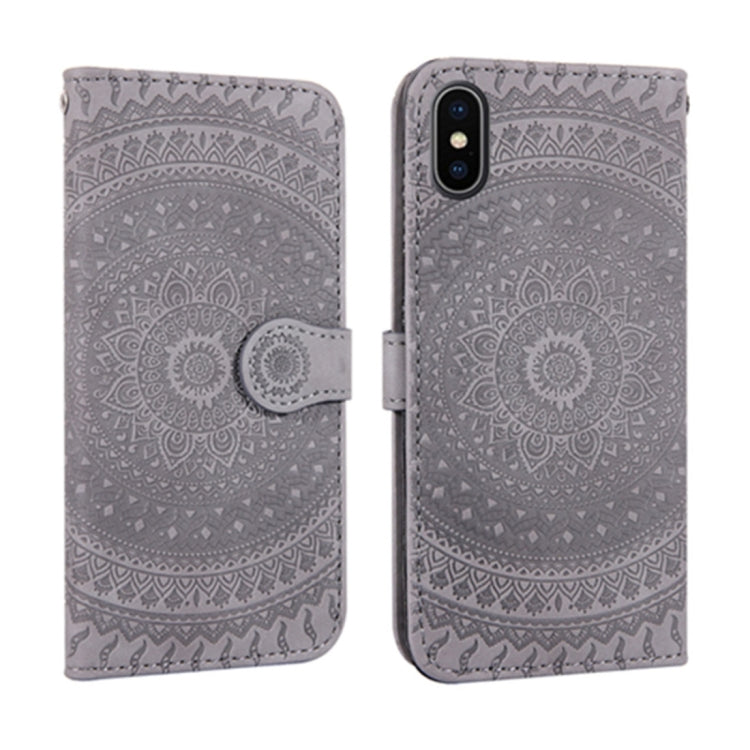 For iPhone X / XS Pressed Printing Pattern Horizontal Flip PU Leather Case , with Holder & Card Slots & Wallet & & Lanyard