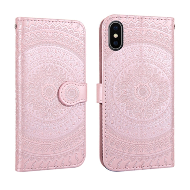 For iPhone X / XS Pressed Printing Pattern Horizontal Flip PU Leather Case , with Holder & Card Slots & Wallet & & Lanyard