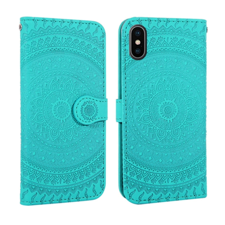 For iPhone X / XS Pressed Printing Pattern Horizontal Flip PU Leather Case , with Holder & Card Slots & Wallet & & Lanyard