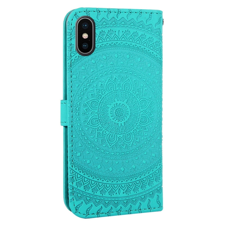 For iPhone X / XS Pressed Printing Pattern Horizontal Flip PU Leather Case , with Holder & Card Slots & Wallet & & Lanyard