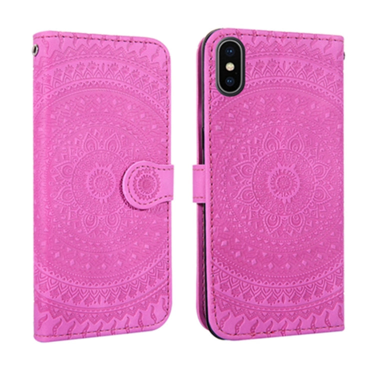 For iPhone X / XS Pressed Printing Pattern Horizontal Flip PU Leather Case , with Holder & Card Slots & Wallet & & Lanyard