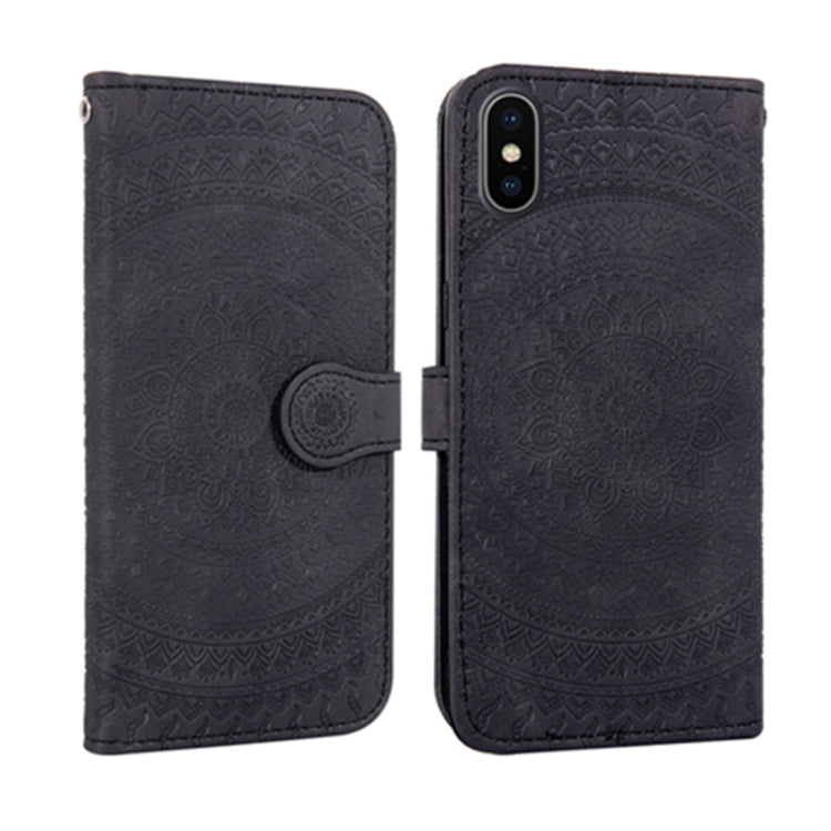 For iPhone X / XS Pressed Printing Pattern Horizontal Flip PU Leather Case , with Holder & Card Slots & Wallet & & Lanyard