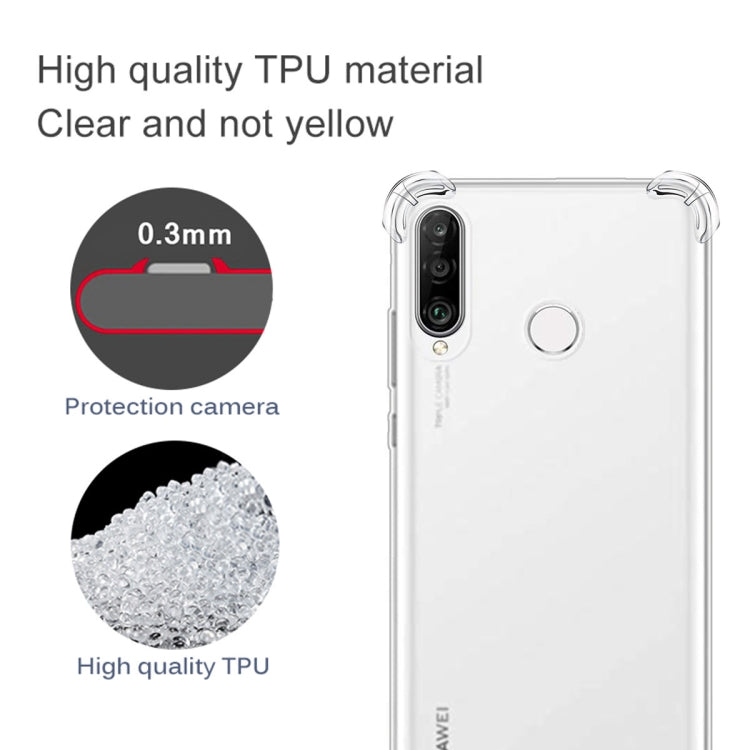 For Huawei P30 Lite Four-Corner Anti-Drop Ultra-Thin Transparent TPU Phone Case(Transparent)