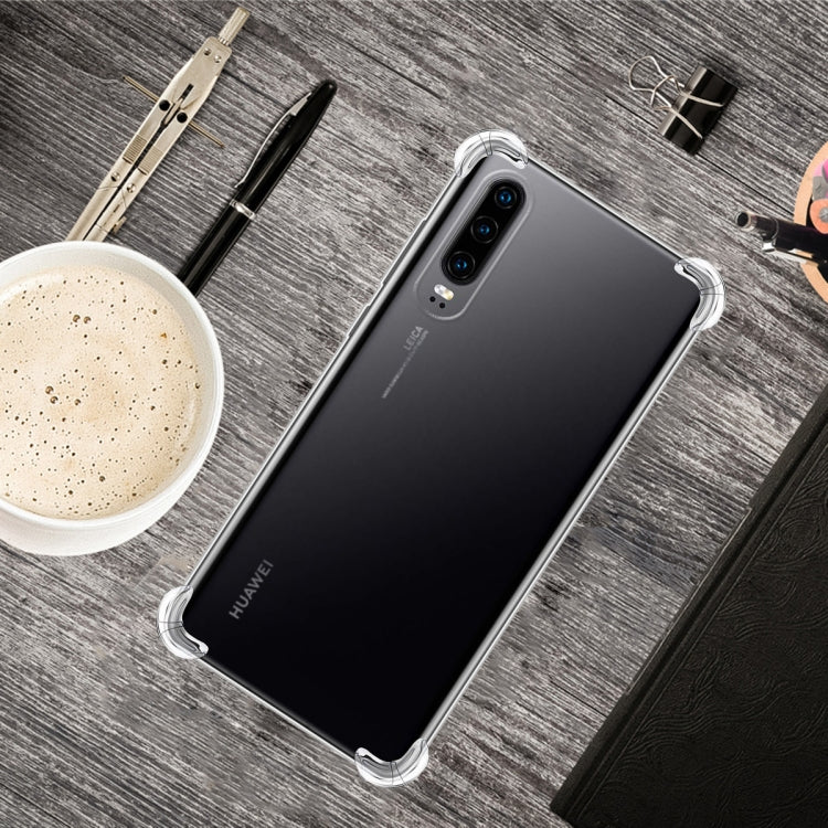 For Huawei P30 Four-Corner Anti-Drop Ultra-Thin Transparent TPU Phone Case(Transparent)