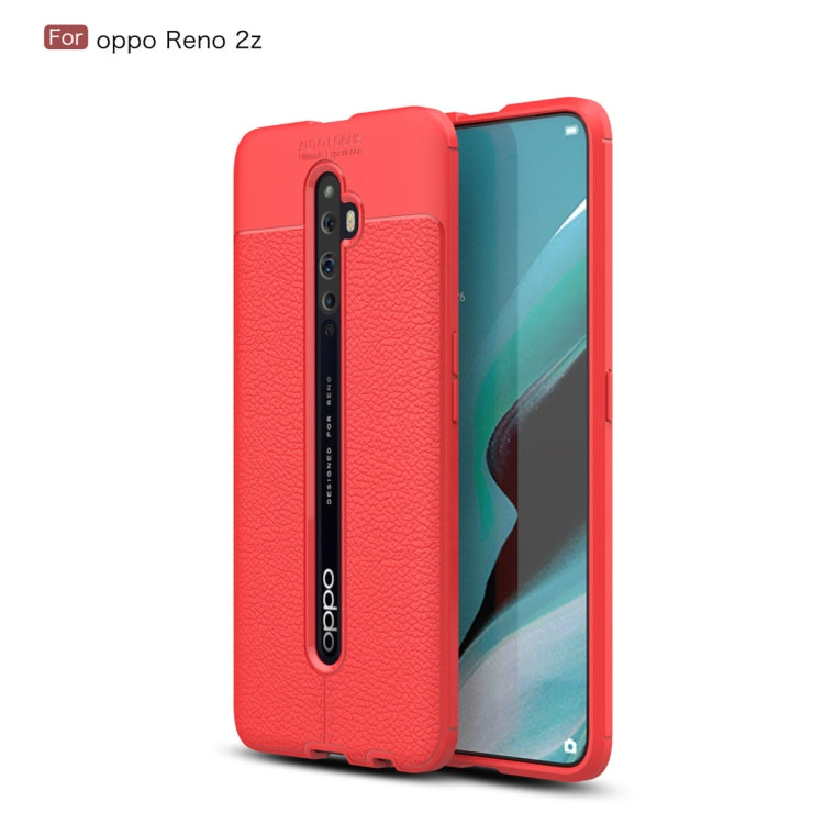 For OPPO Reno2 Z Litchi Texture TPU Shockproof Case(Red)