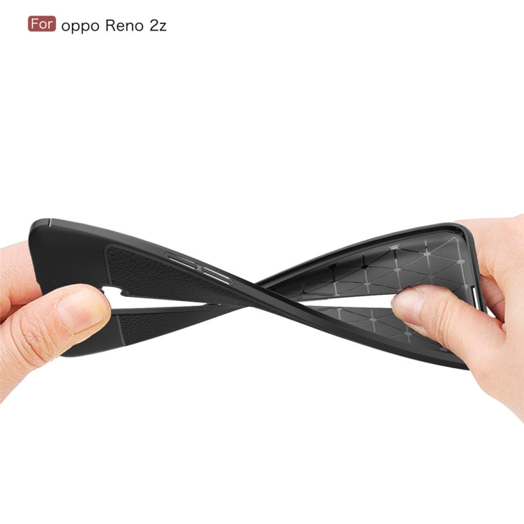 For OPPO Reno2 Z Litchi Texture TPU Shockproof Case(Red)