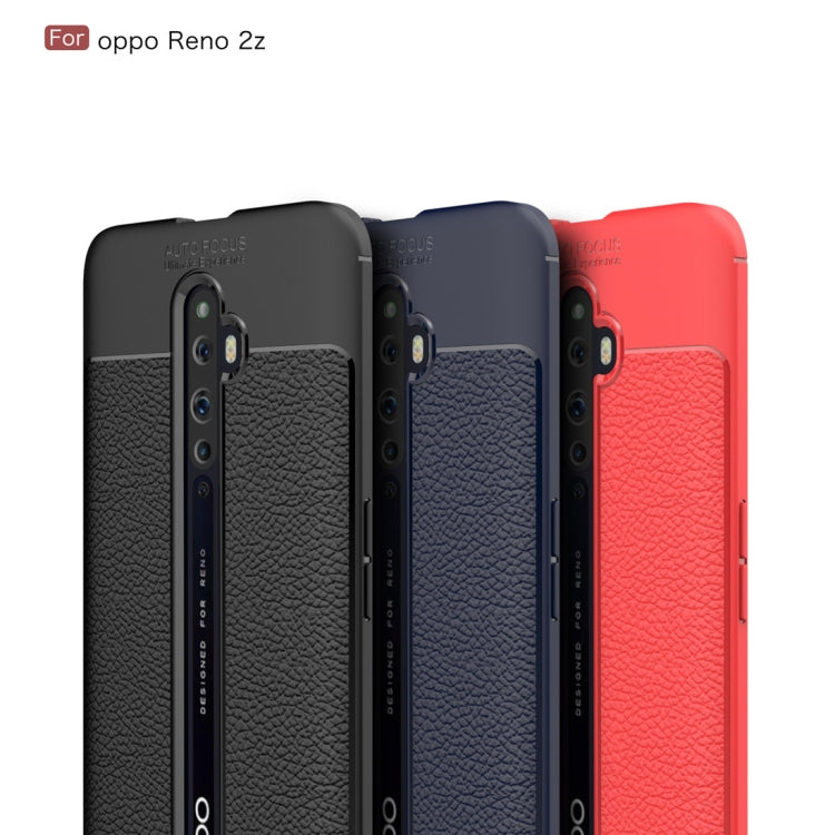 For OPPO Reno2 Z Litchi Texture TPU Shockproof Case(Red)