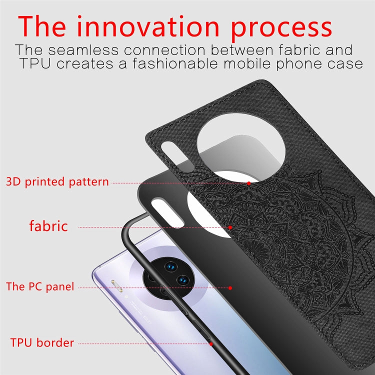 For Huawei Mate 30 ï¼Œ Embossed Mandala pattern PC + TPU + Fabric Phone Case with Lanyard & Magnetic