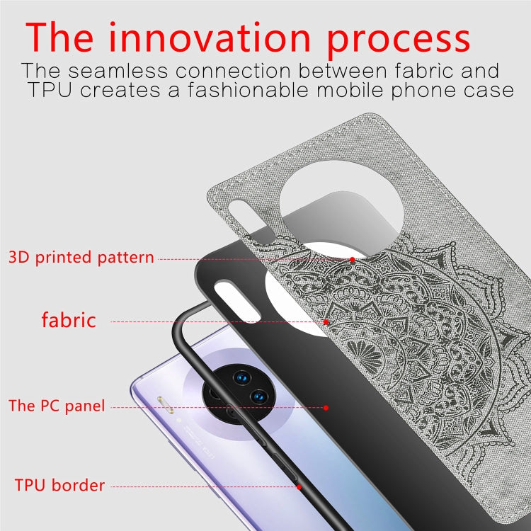 For Huawei Mate 30 ï¼Œ Embossed Mandala pattern PC + TPU + Fabric Phone Case with Lanyard & Magnetic