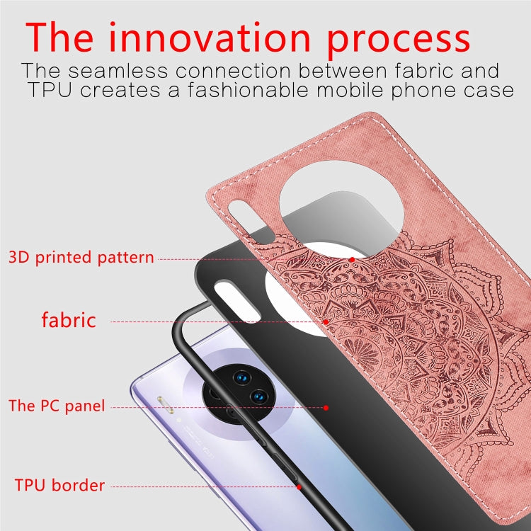 For Huawei Mate 30 ï¼Œ Embossed Mandala pattern PC + TPU + Fabric Phone Case with Lanyard & Magnetic
