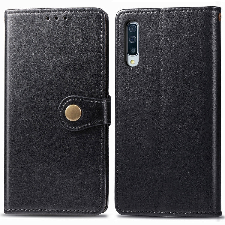 For Galaxy A90 5G Retro Solid Color Leather Buckle Mobile Phone Protection Leather Case with Photo Frame & Card Slot & Wallet & Bracket Function