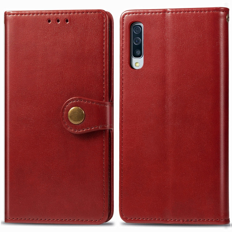 For Galaxy A90 5G Retro Solid Color Leather Buckle Mobile Phone Protection Leather Case with Photo Frame & Card Slot & Wallet & Bracket Function