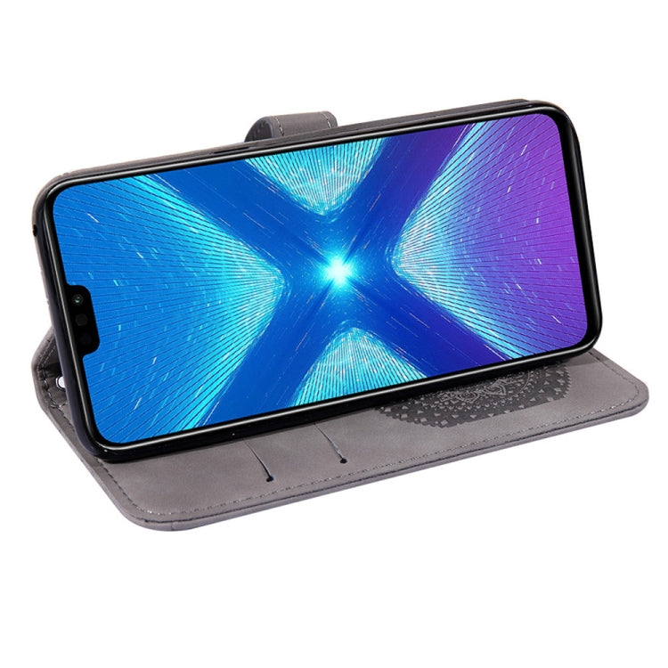 For Huawei Honor 8X Pressed Printing Pattern Horizontal Flip PU Leather Case with Holder & Card Slots & Wallet & & Lanyard