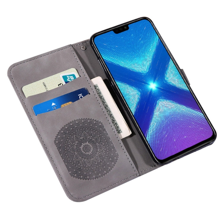 For Huawei Honor 8X Pressed Printing Pattern Horizontal Flip PU Leather Case with Holder & Card Slots & Wallet & & Lanyard