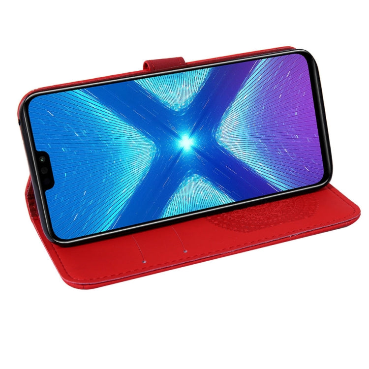 For Huawei Honor 8X Pressed Printing Pattern Horizontal Flip PU Leather Case with Holder & Card Slots & Wallet & & Lanyard
