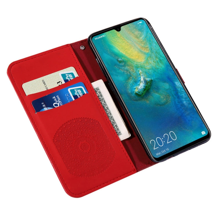 For Huawei Mate 20 Pressed Printing Pattern Horizontal Flip PU Leather Case with Holder & Card Slots & Wallet & & Lanyard