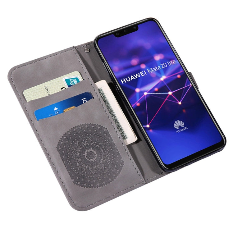 For Huawei Mate 20 Lite Pressed Printing Pattern Horizontal Flip PU Leather Case with Holder & Card Slots & Wallet & & Lanyard