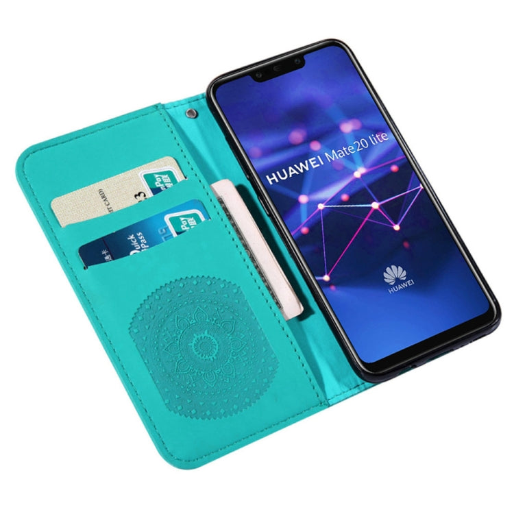 For Huawei Mate 20 Lite Pressed Printing Pattern Horizontal Flip PU Leather Case with Holder & Card Slots & Wallet & & Lanyard