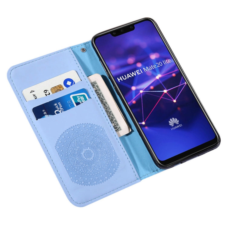 For Huawei Mate 20 Lite Pressed Printing Pattern Horizontal Flip PU Leather Case with Holder & Card Slots & Wallet & & Lanyard