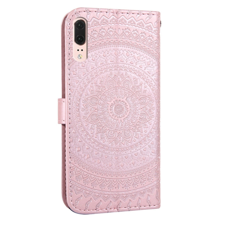 For Huawei P20 Pressed Printing Pattern Horizontal Flip PU Leather Case with Holder & Card Slots & Wallet & & Lanyard