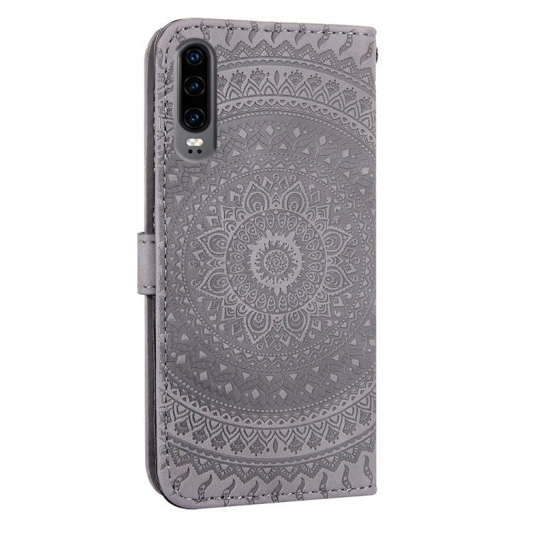 For Huawei P30 Pressed Printing Pattern Horizontal Flip PU Leather Case with Holder & Card Slots & Wallet & & Lanyard