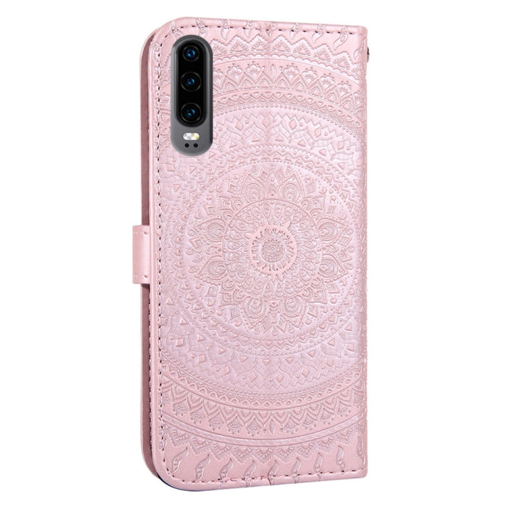 For Huawei P30 Pressed Printing Pattern Horizontal Flip PU Leather Case with Holder & Card Slots & Wallet & & Lanyard