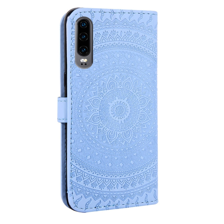 For Huawei P30 Pressed Printing Pattern Horizontal Flip PU Leather Case with Holder & Card Slots & Wallet & & Lanyard