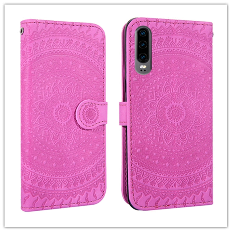 For Huawei P30 Pressed Printing Pattern Horizontal Flip PU Leather Case with Holder & Card Slots & Wallet & & Lanyard