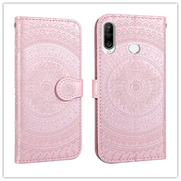For Huawei P30 Lite Pressed Printing Pattern Horizontal Flip PU Leather Case with Holder & Card Slots & Wallet & & Lanyard