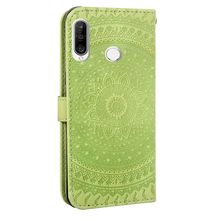 For Huawei P30 Lite Pressed Printing Pattern Horizontal Flip PU Leather Case with Holder & Card Slots & Wallet & & Lanyard