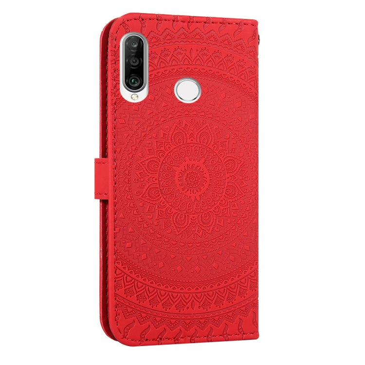 For Huawei P30 Lite Pressed Printing Pattern Horizontal Flip PU Leather Case with Holder & Card Slots & Wallet & & Lanyard