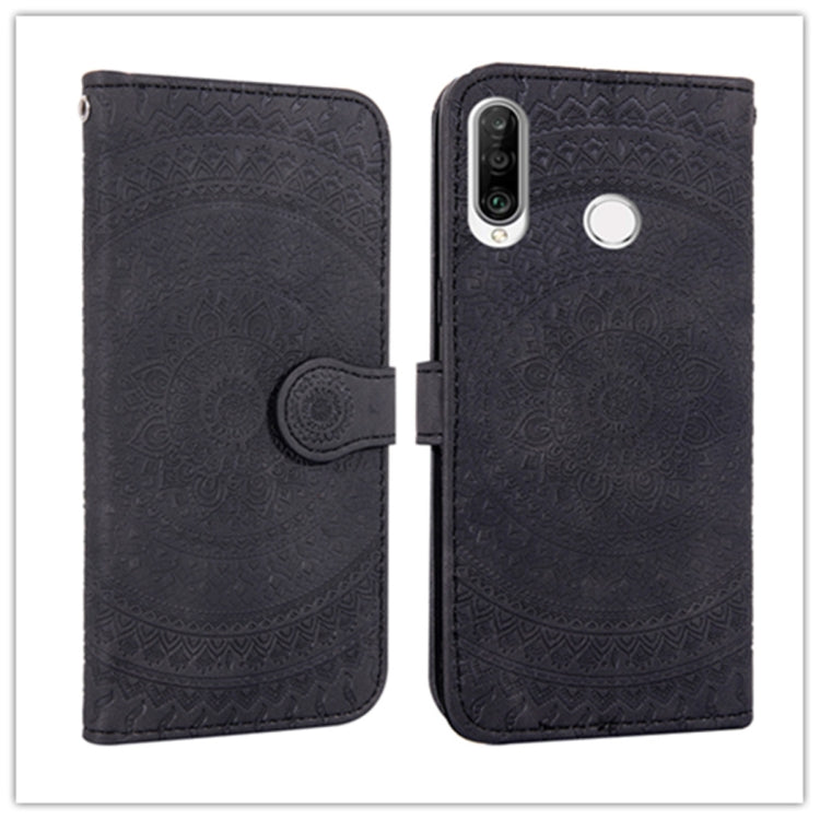 For Huawei P30 Lite Pressed Printing Pattern Horizontal Flip PU Leather Case with Holder & Card Slots & Wallet & & Lanyard