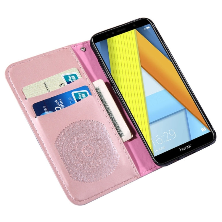 For Huawei Y6 2018  Pressed Printing Pattern Horizontal Flip PU Leather Case with Holder & Card Slots & Wallet & & Lanyard