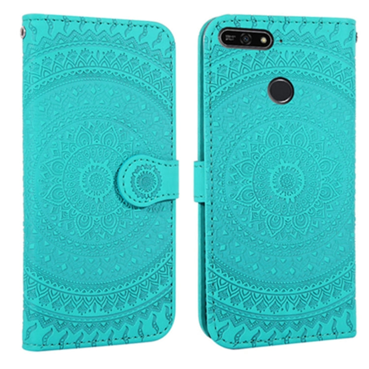 For Huawei Y6 2018  Pressed Printing Pattern Horizontal Flip PU Leather Case with Holder & Card Slots & Wallet & & Lanyard