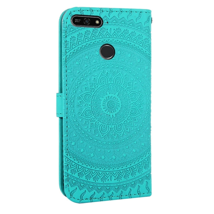 For Huawei Y6 2018  Pressed Printing Pattern Horizontal Flip PU Leather Case with Holder & Card Slots & Wallet & & Lanyard