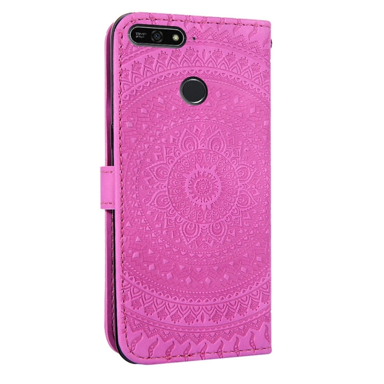 For Huawei Y6 2018  Pressed Printing Pattern Horizontal Flip PU Leather Case with Holder & Card Slots & Wallet & & Lanyard