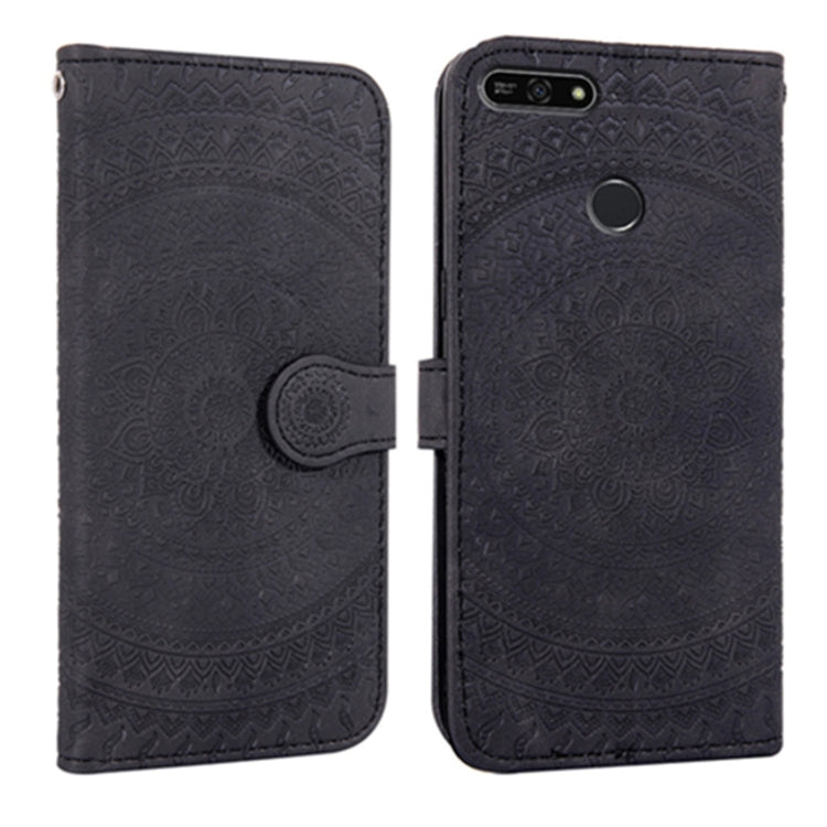 For Huawei Y6 2018  Pressed Printing Pattern Horizontal Flip PU Leather Case with Holder & Card Slots & Wallet & & Lanyard