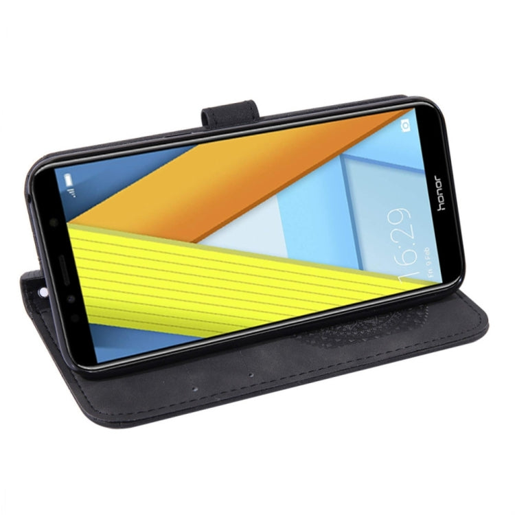 For Huawei Y6 2018  Pressed Printing Pattern Horizontal Flip PU Leather Case with Holder & Card Slots & Wallet & & Lanyard