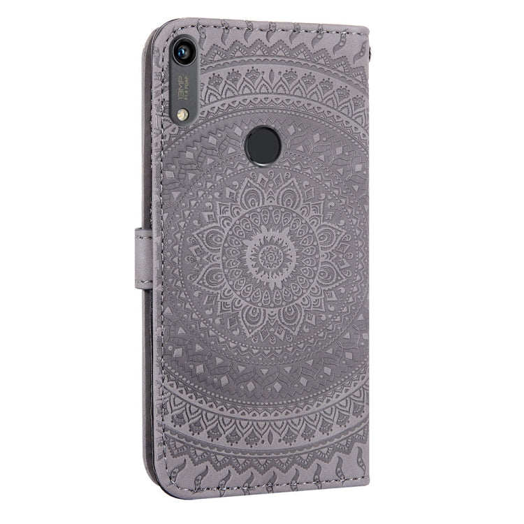 For Huawei Y6 2019  Pressed Printing Pattern Horizontal Flip PU Leather Case with Holder & Card Slots & Wallet & & Lanyard