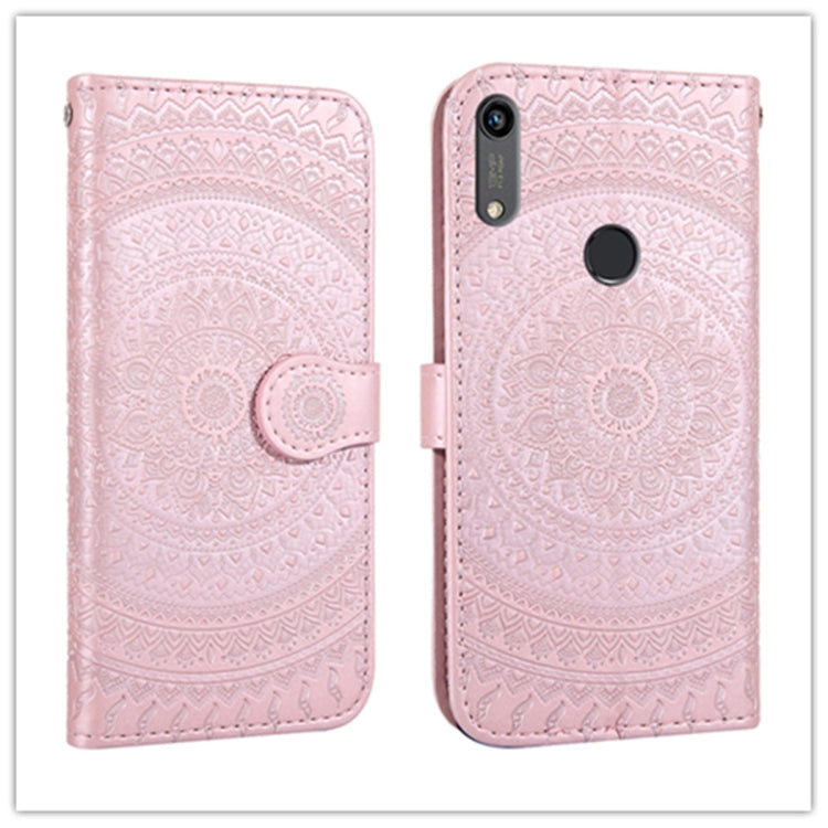 For Huawei Y6 2019  Pressed Printing Pattern Horizontal Flip PU Leather Case with Holder & Card Slots & Wallet & & Lanyard
