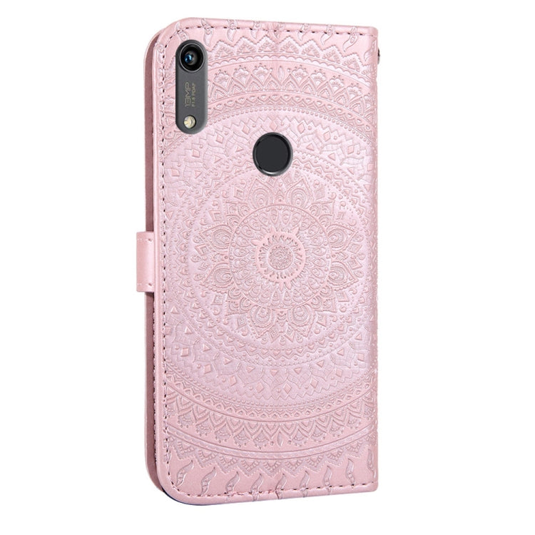For Huawei Y6 2019  Pressed Printing Pattern Horizontal Flip PU Leather Case with Holder & Card Slots & Wallet & & Lanyard