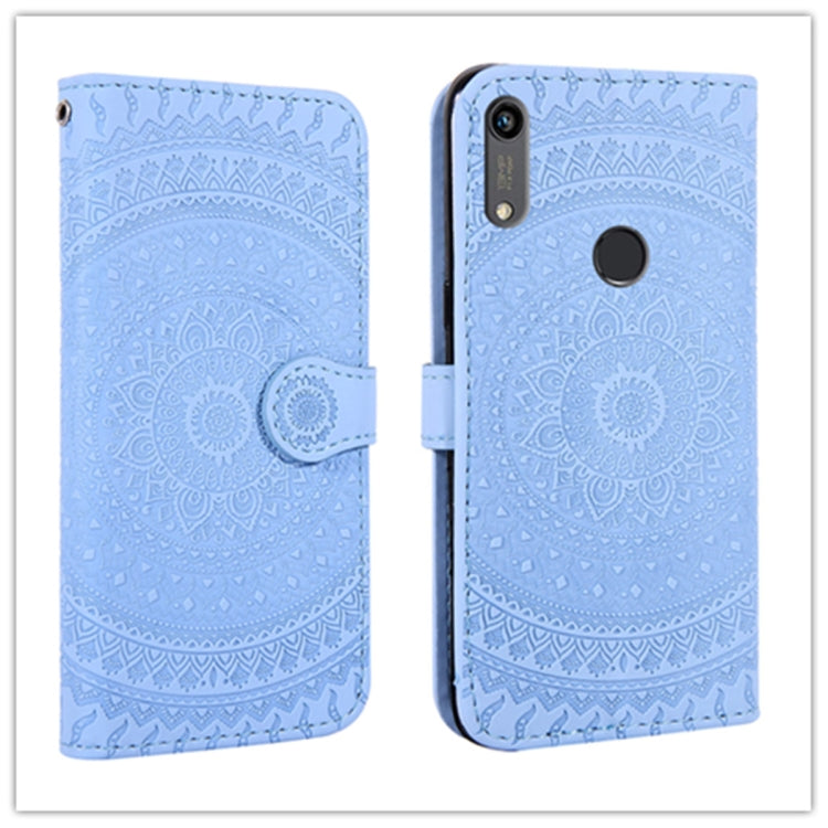 For Huawei Y6 2019  Pressed Printing Pattern Horizontal Flip PU Leather Case with Holder & Card Slots & Wallet & & Lanyard