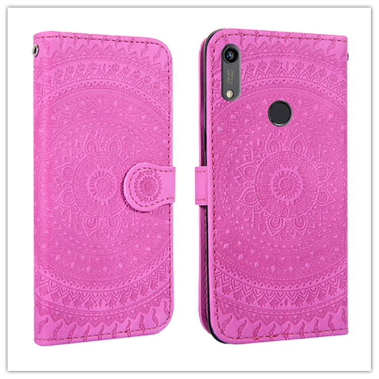For Huawei Y6 2019  Pressed Printing Pattern Horizontal Flip PU Leather Case with Holder & Card Slots & Wallet & & Lanyard