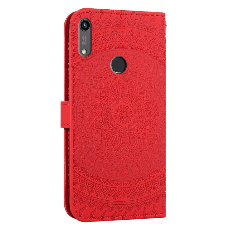 For Huawei Y6 2019  Pressed Printing Pattern Horizontal Flip PU Leather Case with Holder & Card Slots & Wallet & & Lanyard