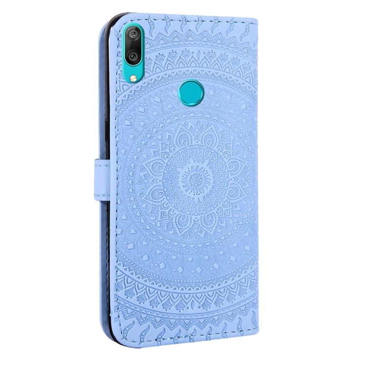 For Huawei Y7 2019 Pressed Printing Pattern Horizontal Flip PU Leather Case with Holder & Card Slots & Wallet & & Lanyard