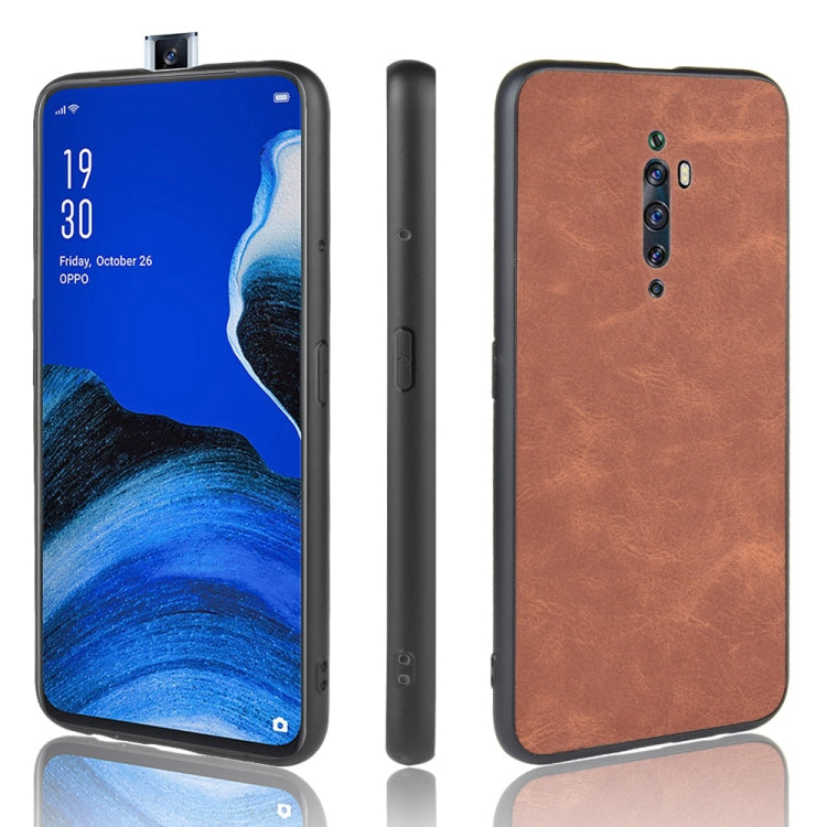 For Oppo Reno2 Z Shockproof Sheep Skin PC + PU + TPU Case(Brown)