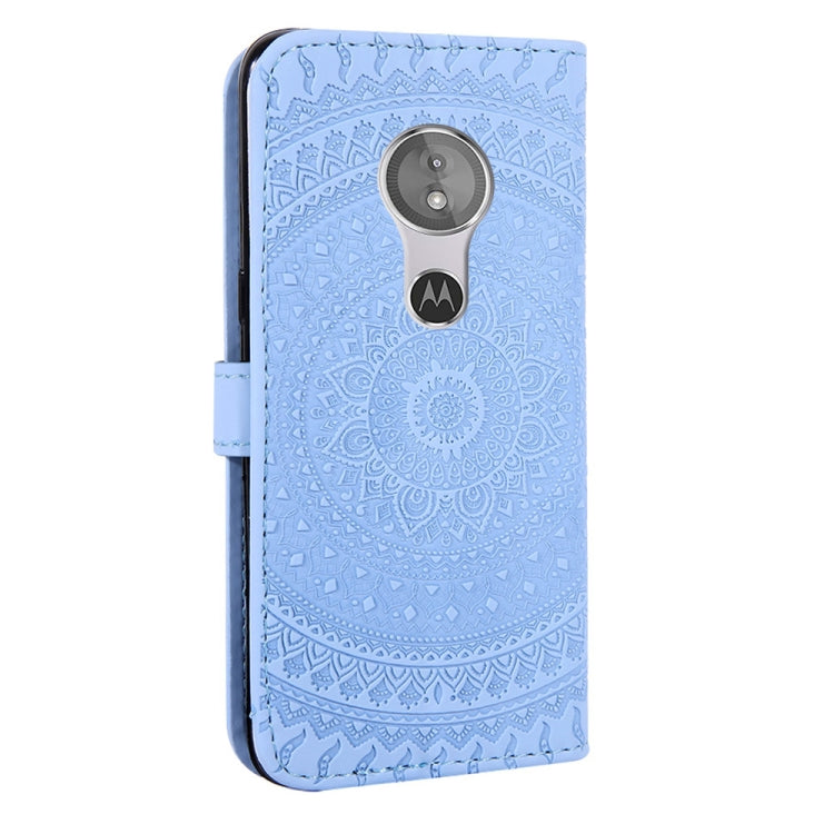 For Motorola  Moto E5 Pressed Printing Pattern Horizontal Flip PU Leather Case with Holder & Card Slots & Wallet & & Lanyard