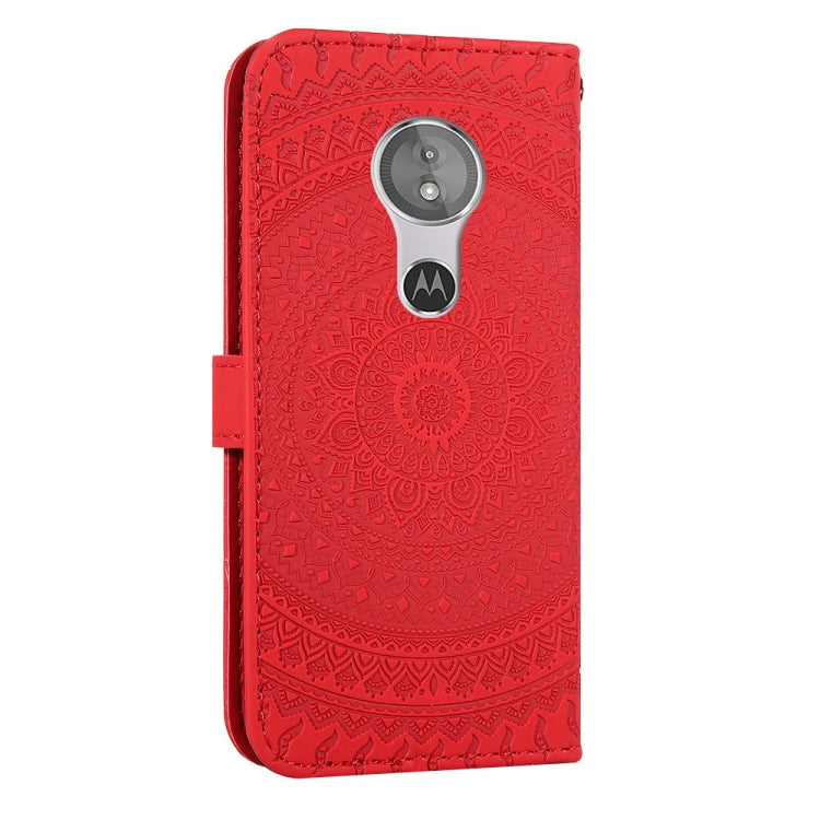 For Motorola  Moto E5 Pressed Printing Pattern Horizontal Flip PU Leather Case with Holder & Card Slots & Wallet & & Lanyard