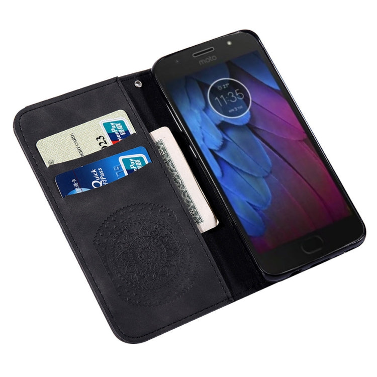 For Motorola  Moto E5 Pressed Printing Pattern Horizontal Flip PU Leather Case with Holder & Card Slots & Wallet & & Lanyard